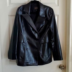 BLACK VEGAN LEATHER  BLAZER